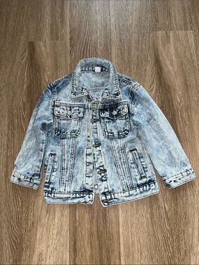 SHEIN Light Blue Acid Wash Denim Jacket for Kids